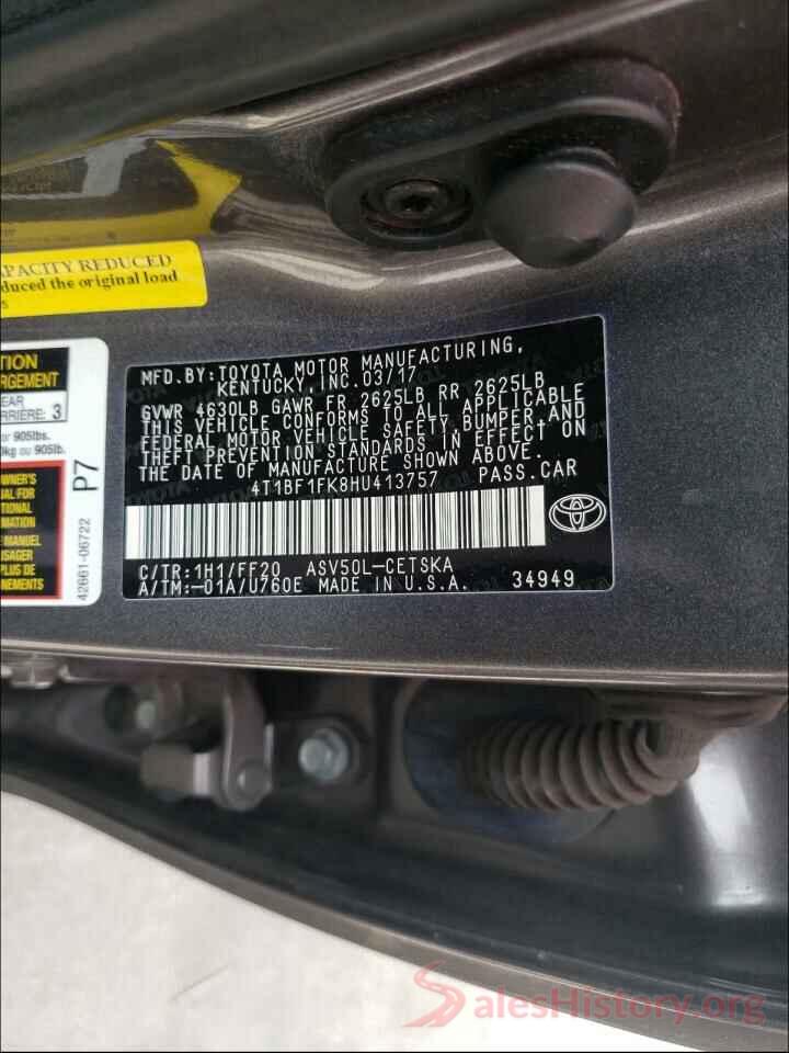 4T1BF1FK8HU413757 2017 TOYOTA CAMRY