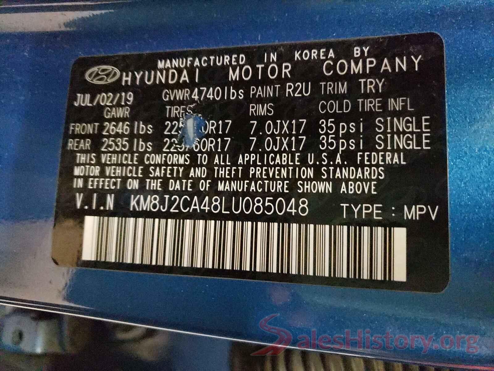 KM8J2CA48LU085048 2020 HYUNDAI TUCSON