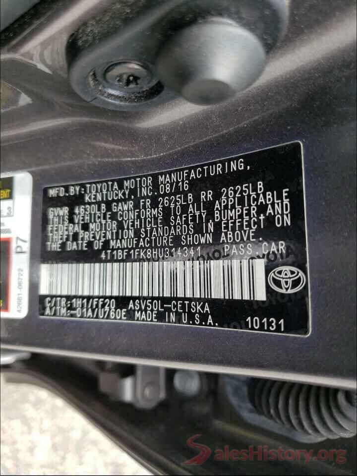 4T1BF1FK8HU314341 2017 TOYOTA CAMRY