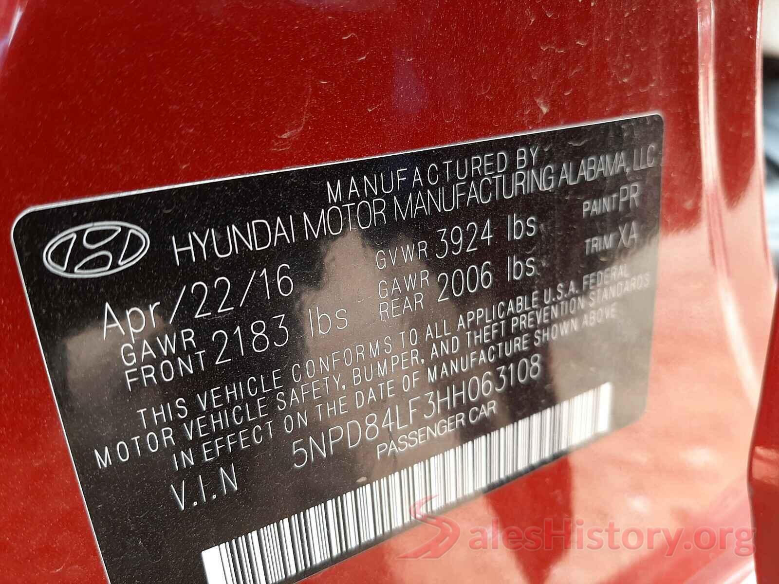 5NPD84LF3HH063108 2017 HYUNDAI ELANTRA