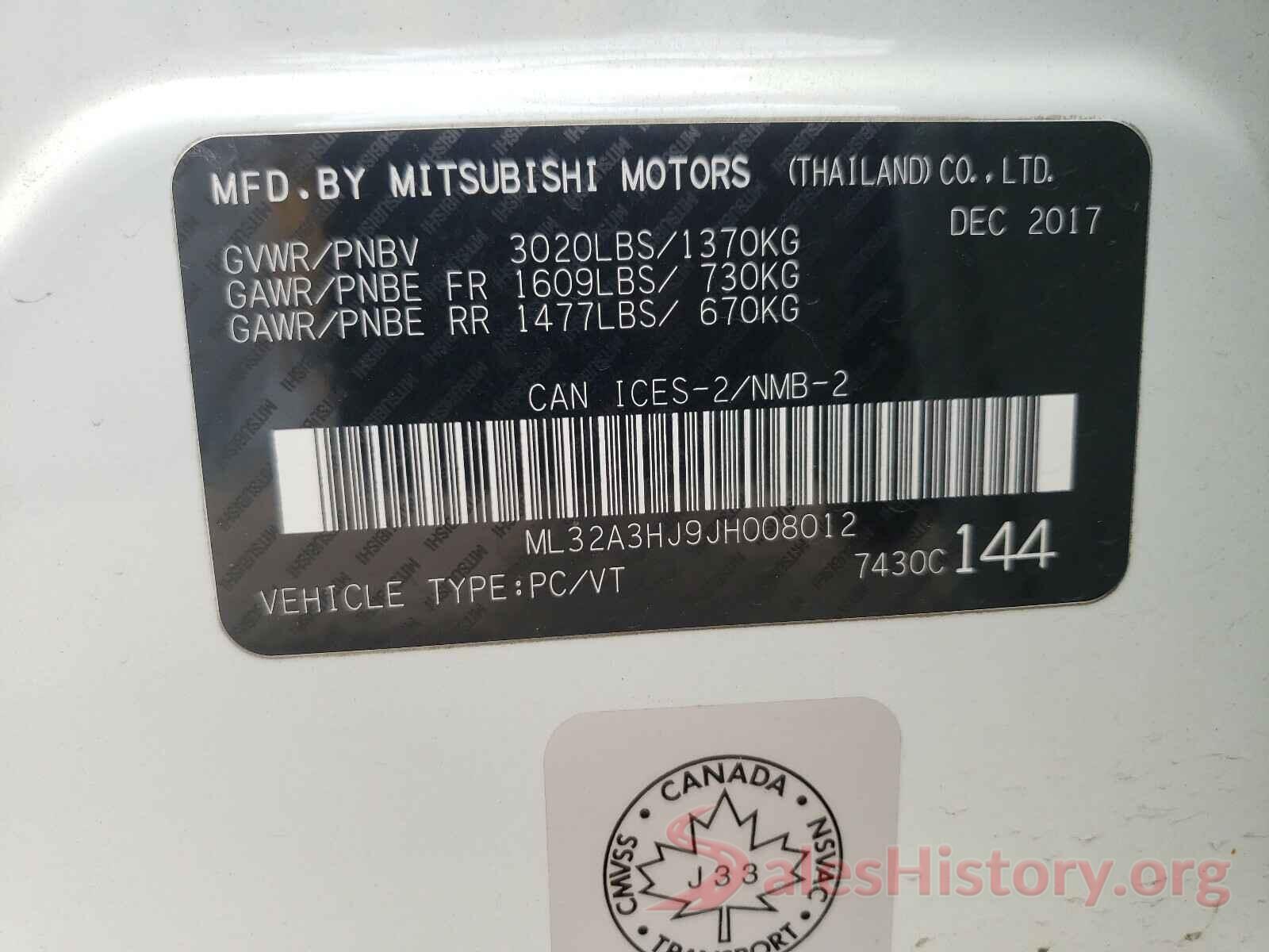 ML32A3HJ9JH008012 2018 MITSUBISHI MIRAGE