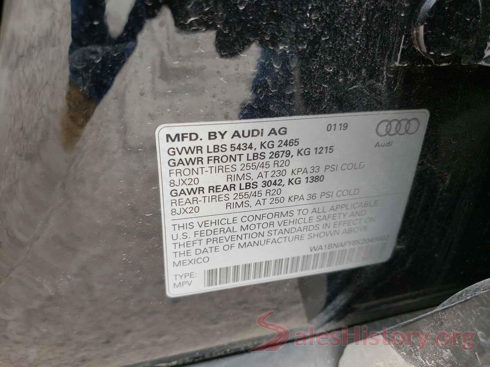 WA1BNAFY8K2049803 2019 AUDI Q5