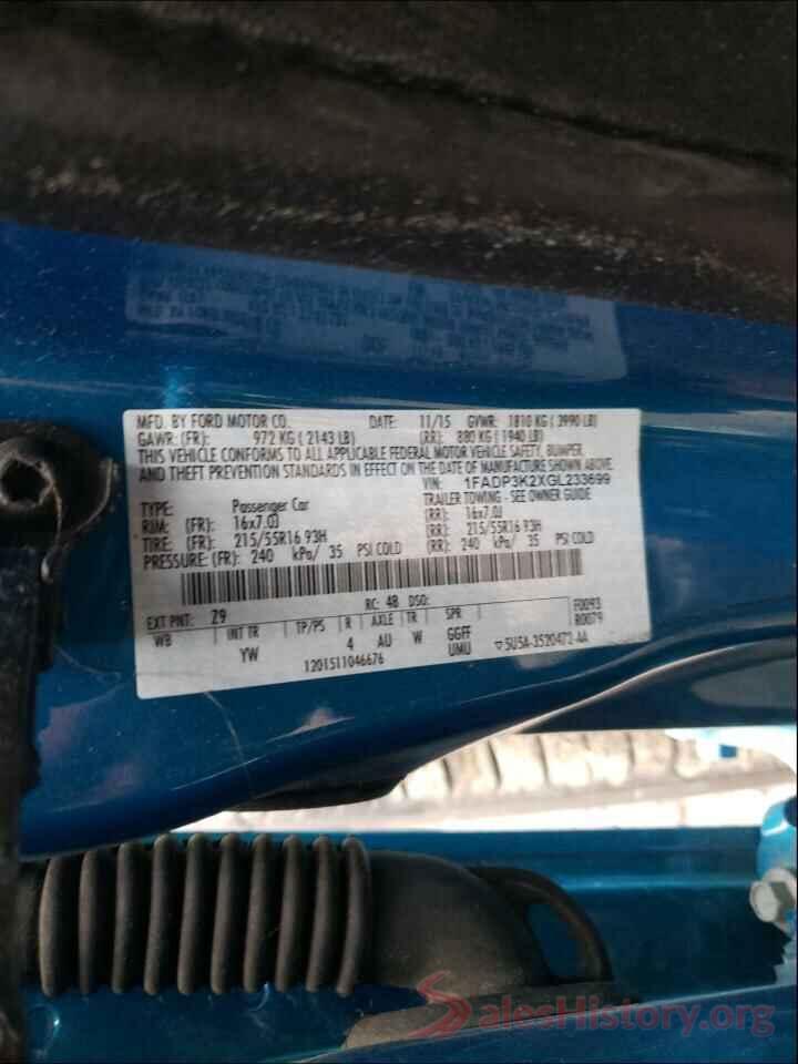 1FADP3K2XGL233699 2016 FORD FOCUS