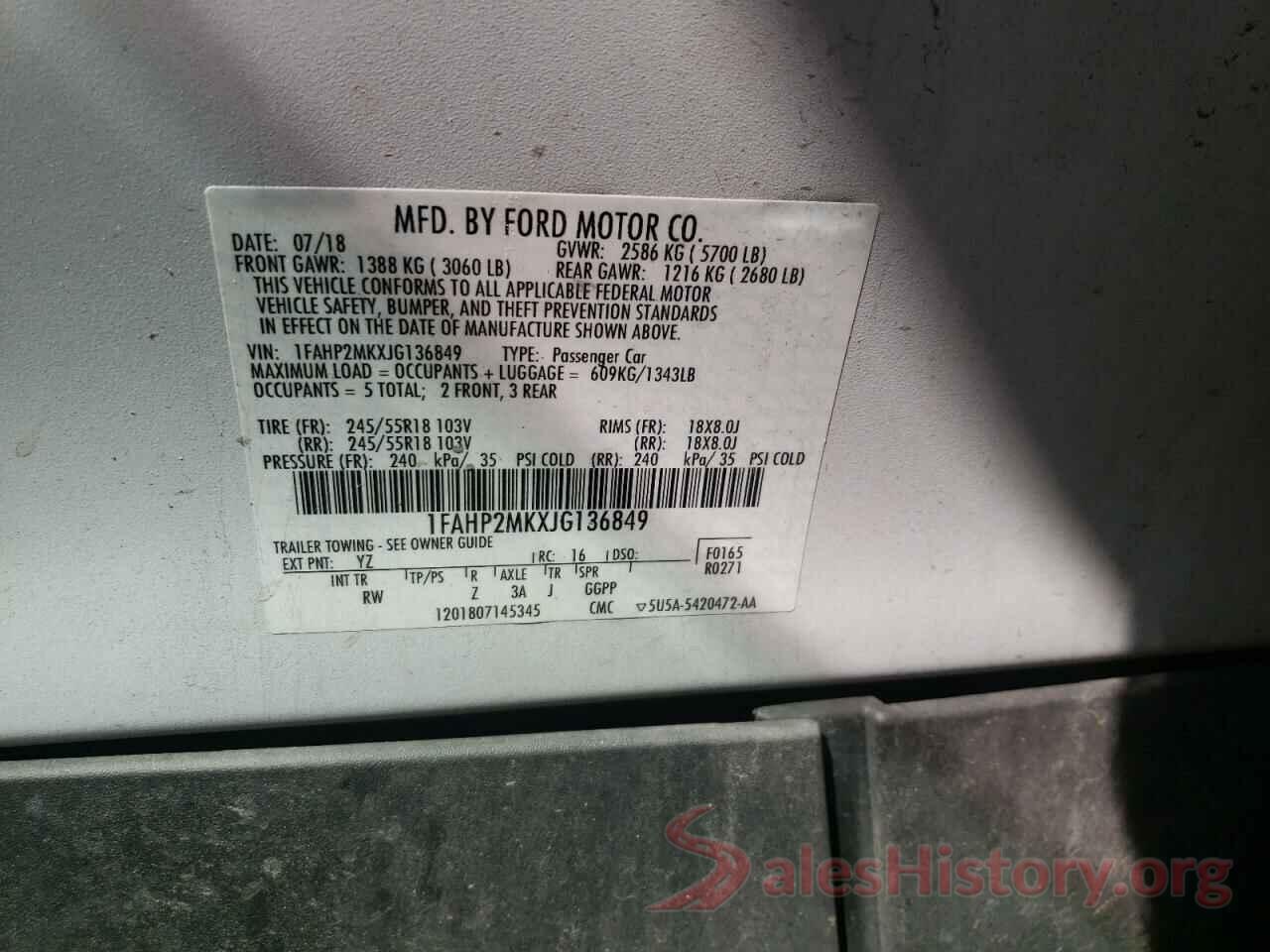 1FAHP2MKXJG136849 2018 FORD TAURUS