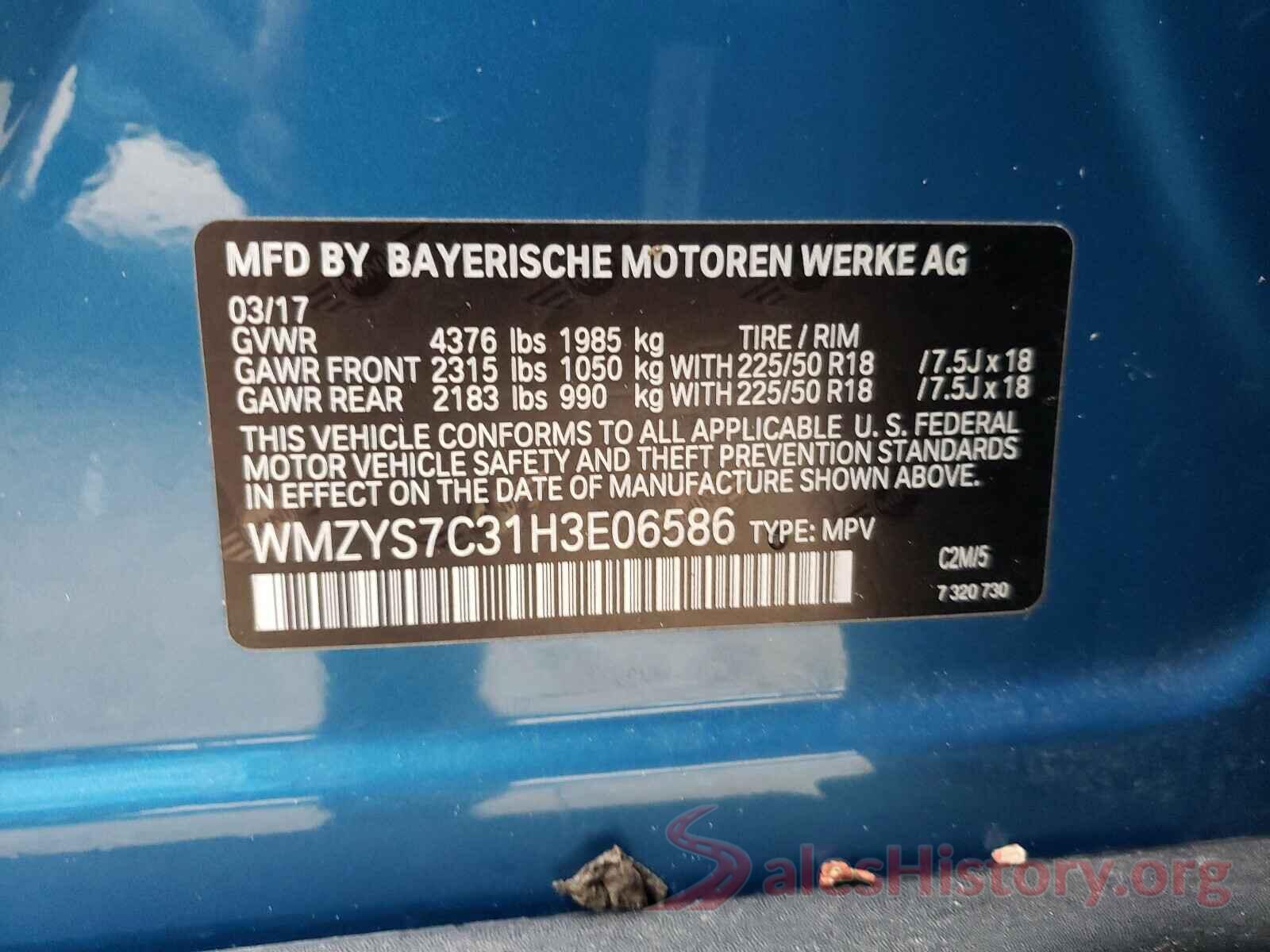 WMZYS7C31H3E06586 2017 MINI COOPER