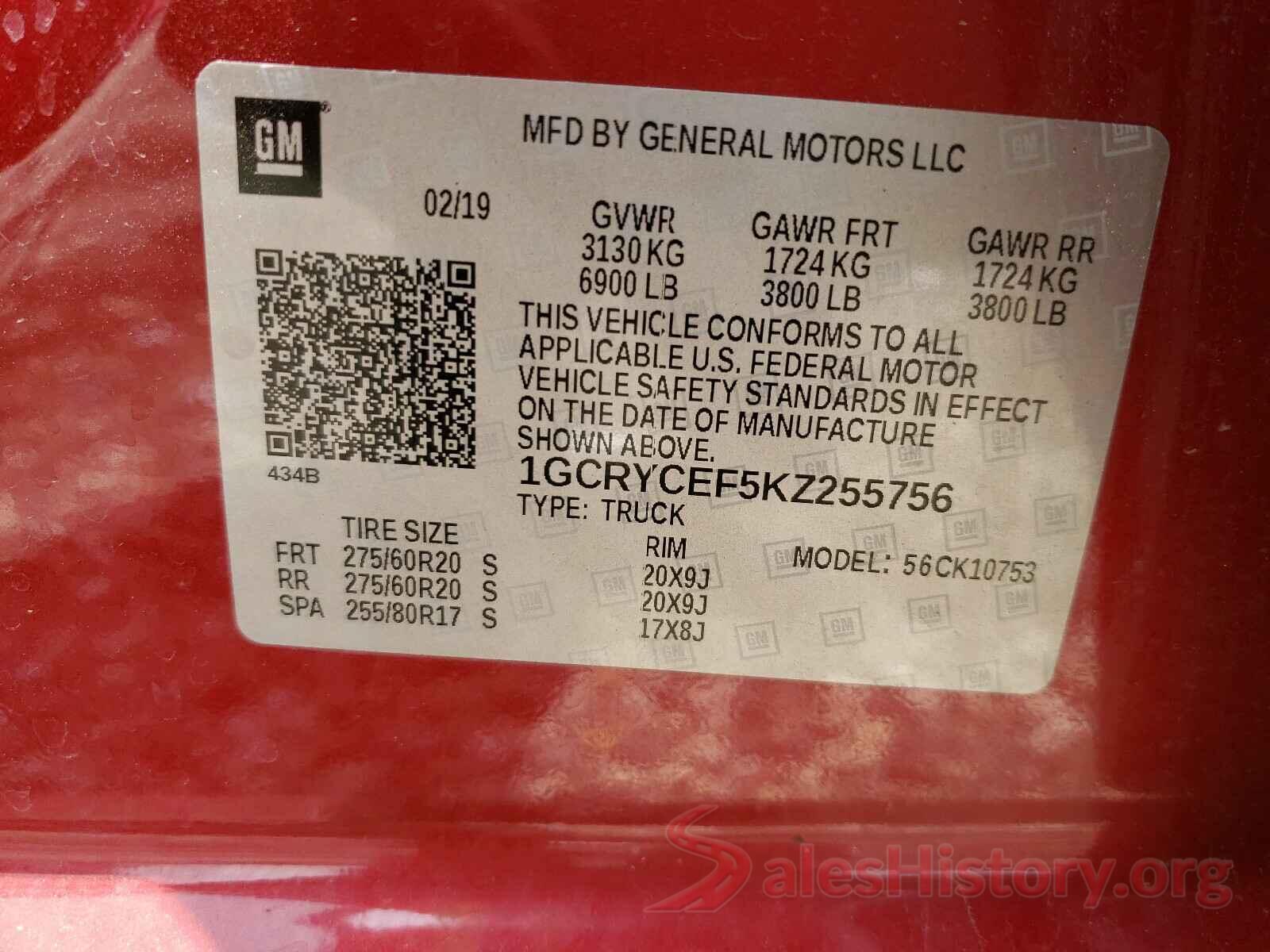 1GCRYCEF5KZ255756 2019 CHEVROLET SILVERADO