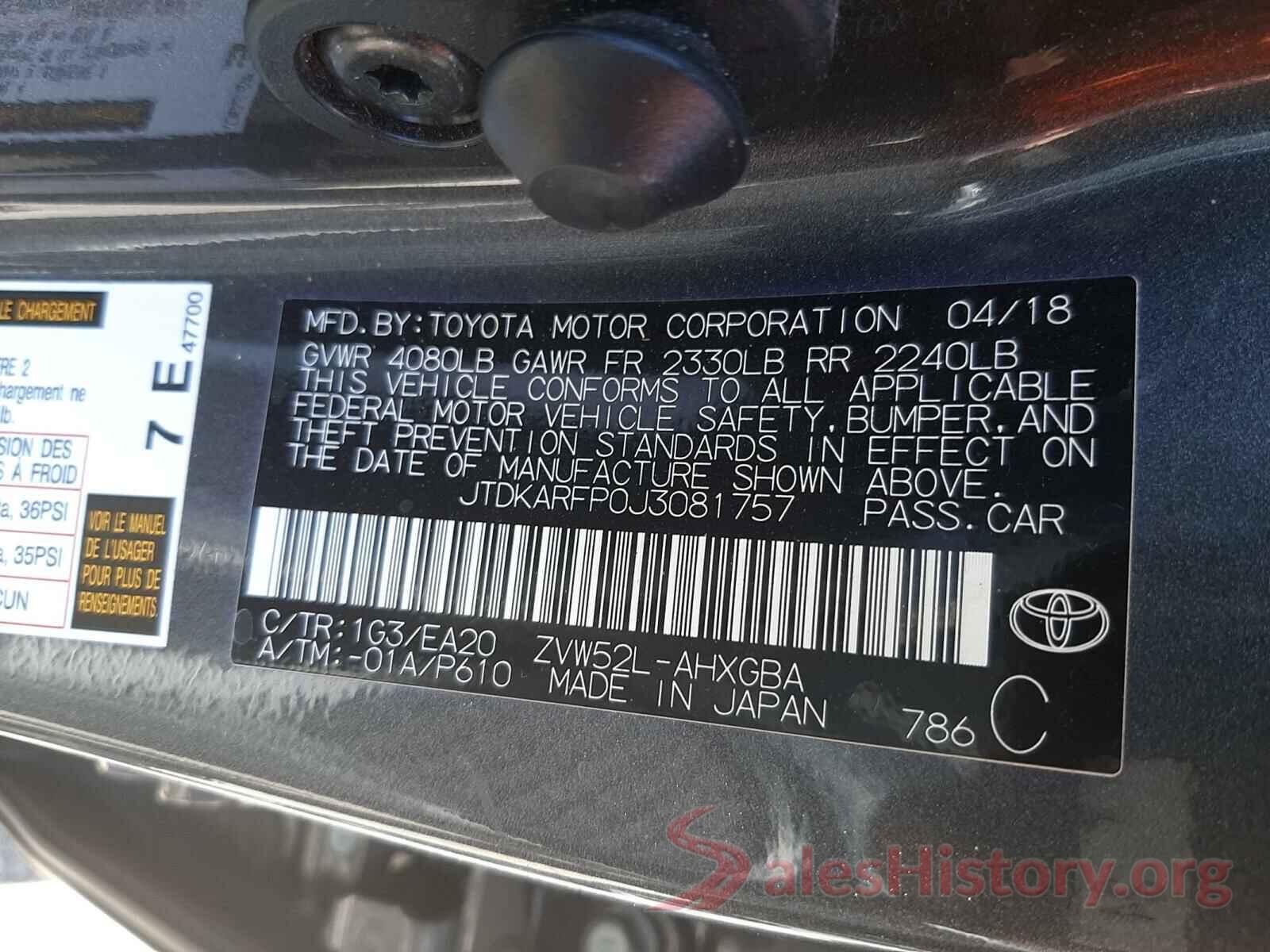 JTDKARFP0J3081757 2018 TOYOTA PRIUS