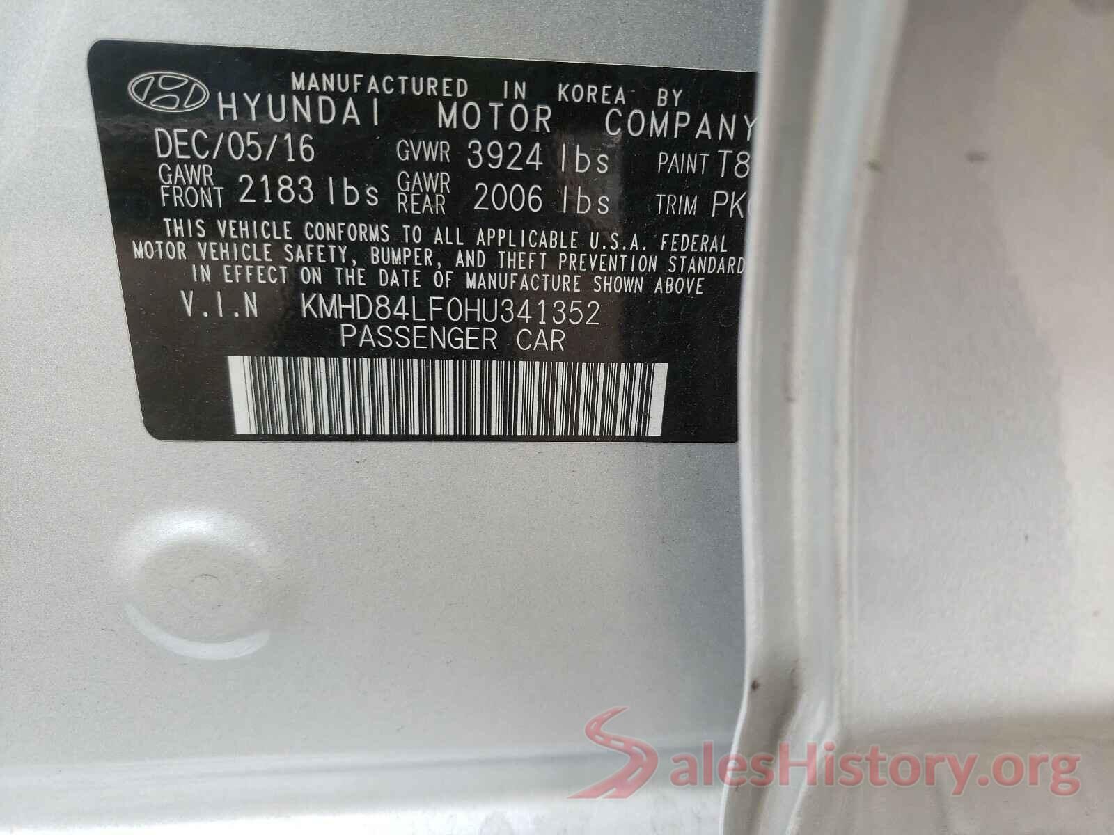 KMHD84LF0HU341352 2017 HYUNDAI ELANTRA