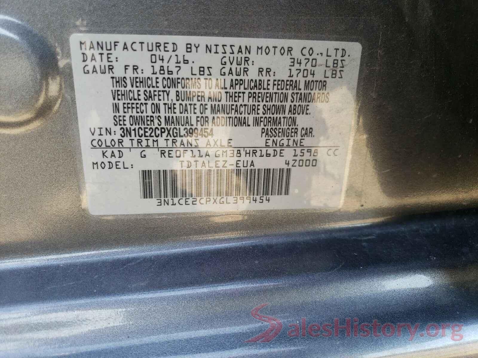 3N1CE2CPXGL399454 2016 NISSAN VERSA