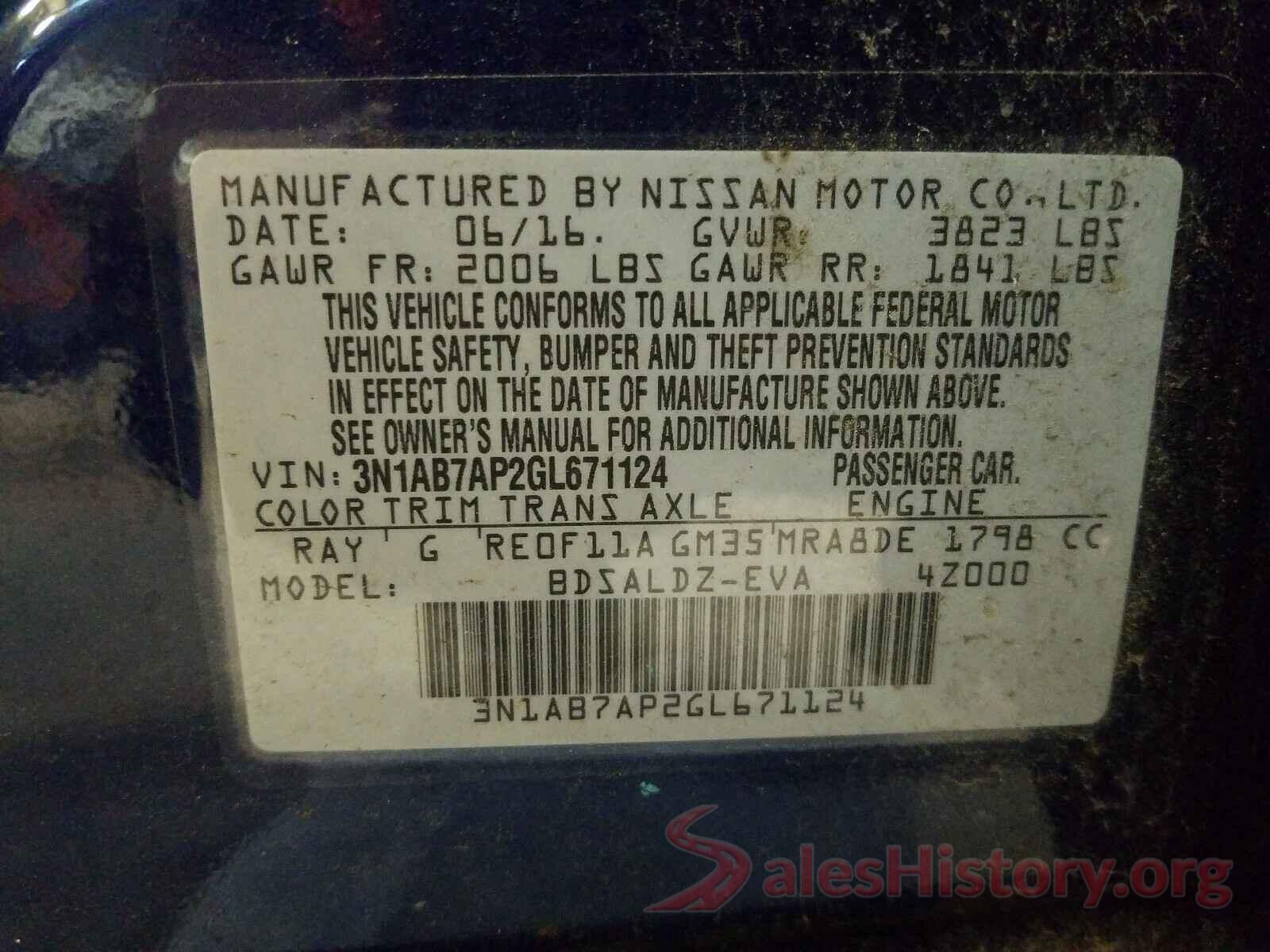 3N1AB7AP2GL671124 2016 NISSAN SENTRA