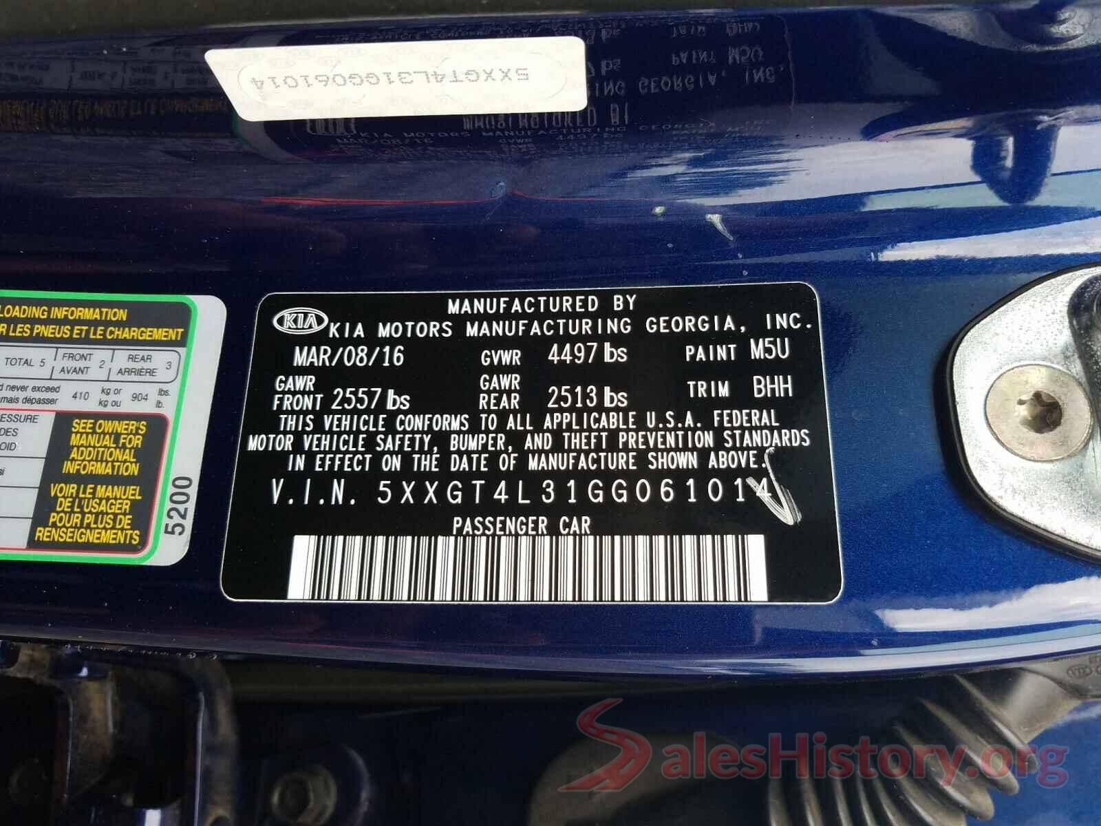 5XXGT4L31GG061014 2016 KIA OPTIMA