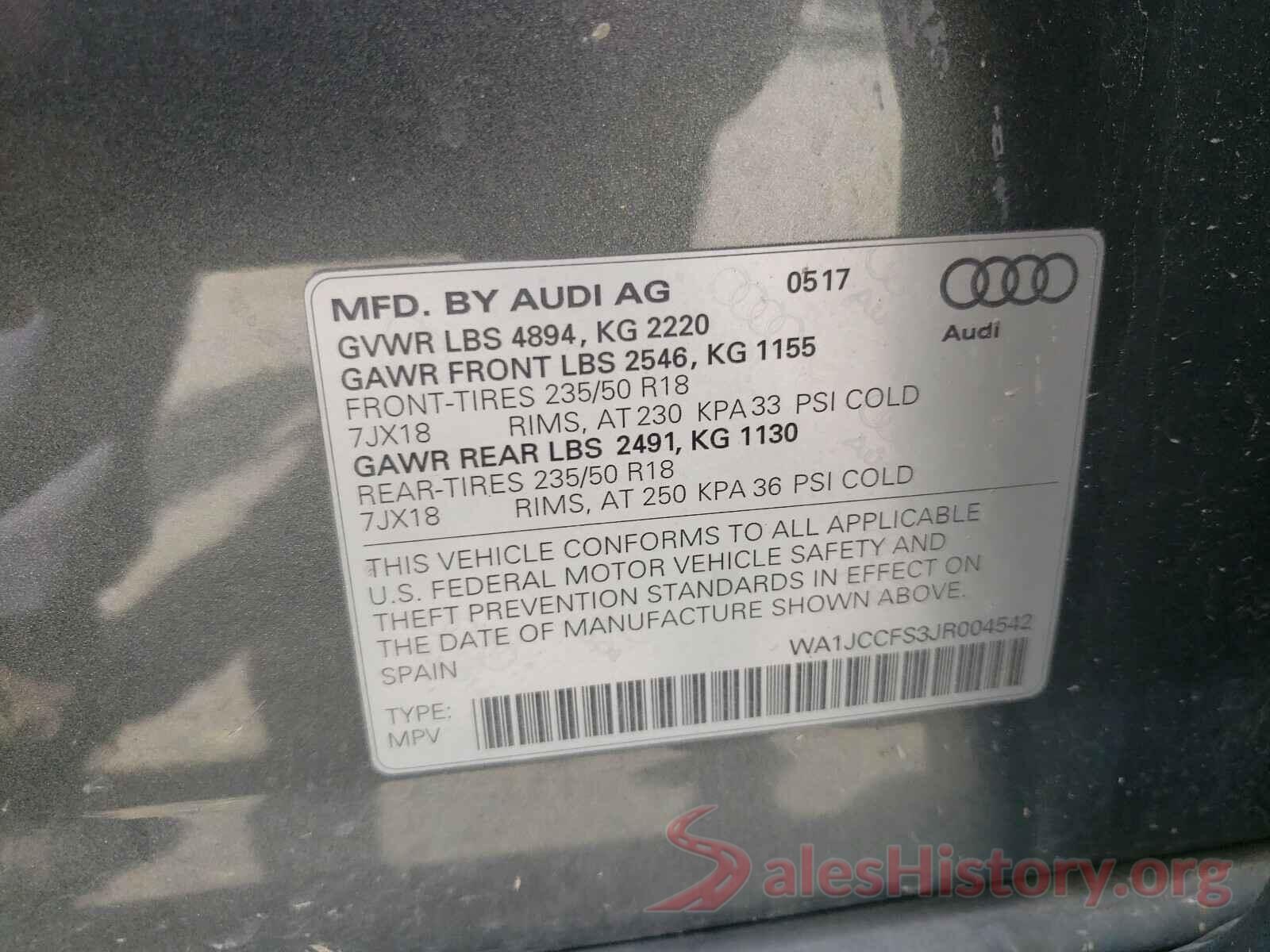 WA1JCCFS3JR004542 2018 AUDI Q3