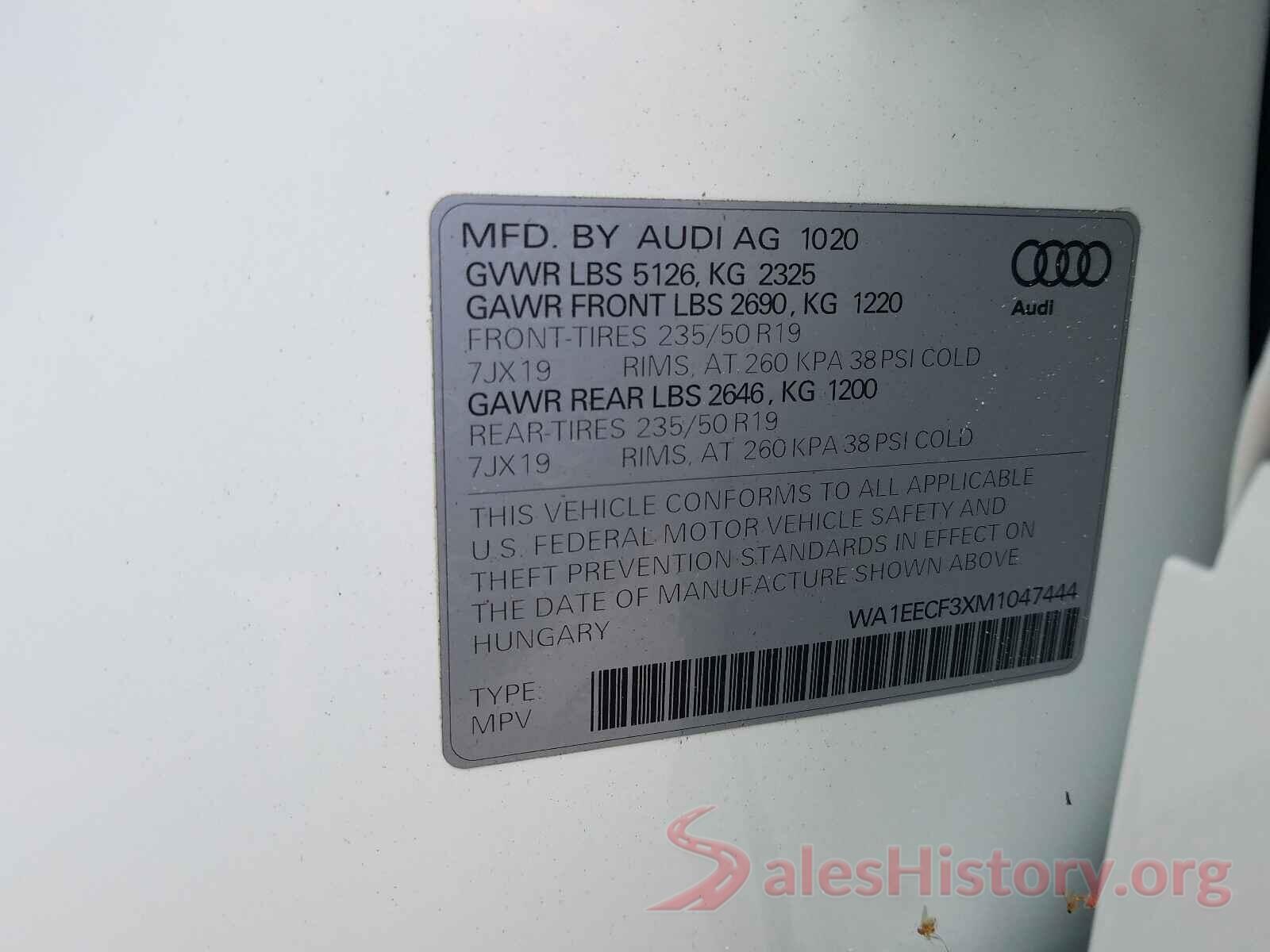 WA1EECF3XM1047444 2021 AUDI Q3