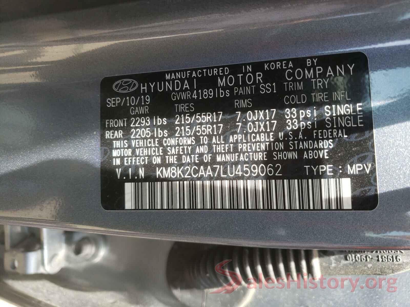 KM8K2CAA7LU459062 2020 HYUNDAI KONA