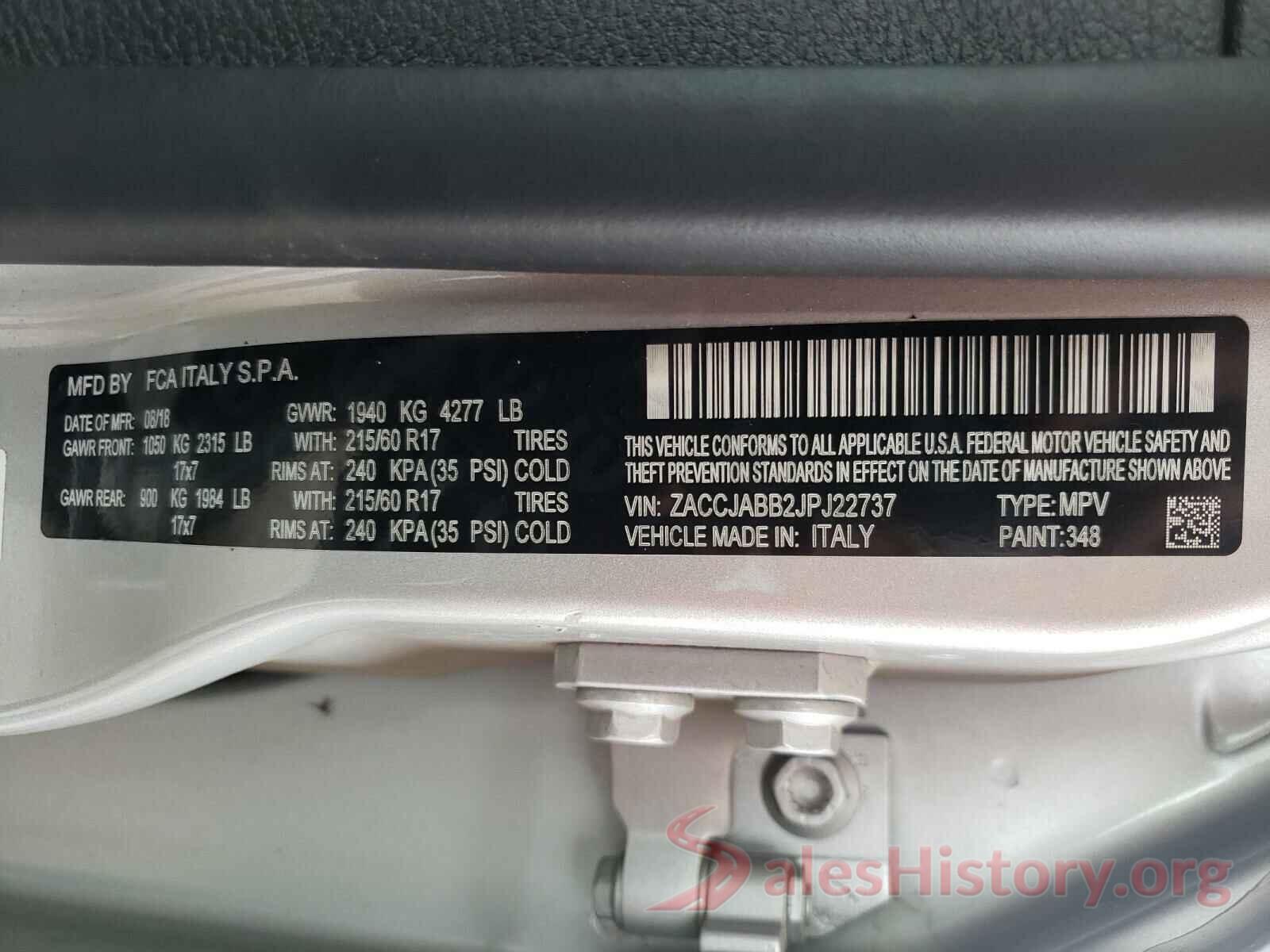 ZACCJABB2JPJ22737 2018 JEEP RENEGADE