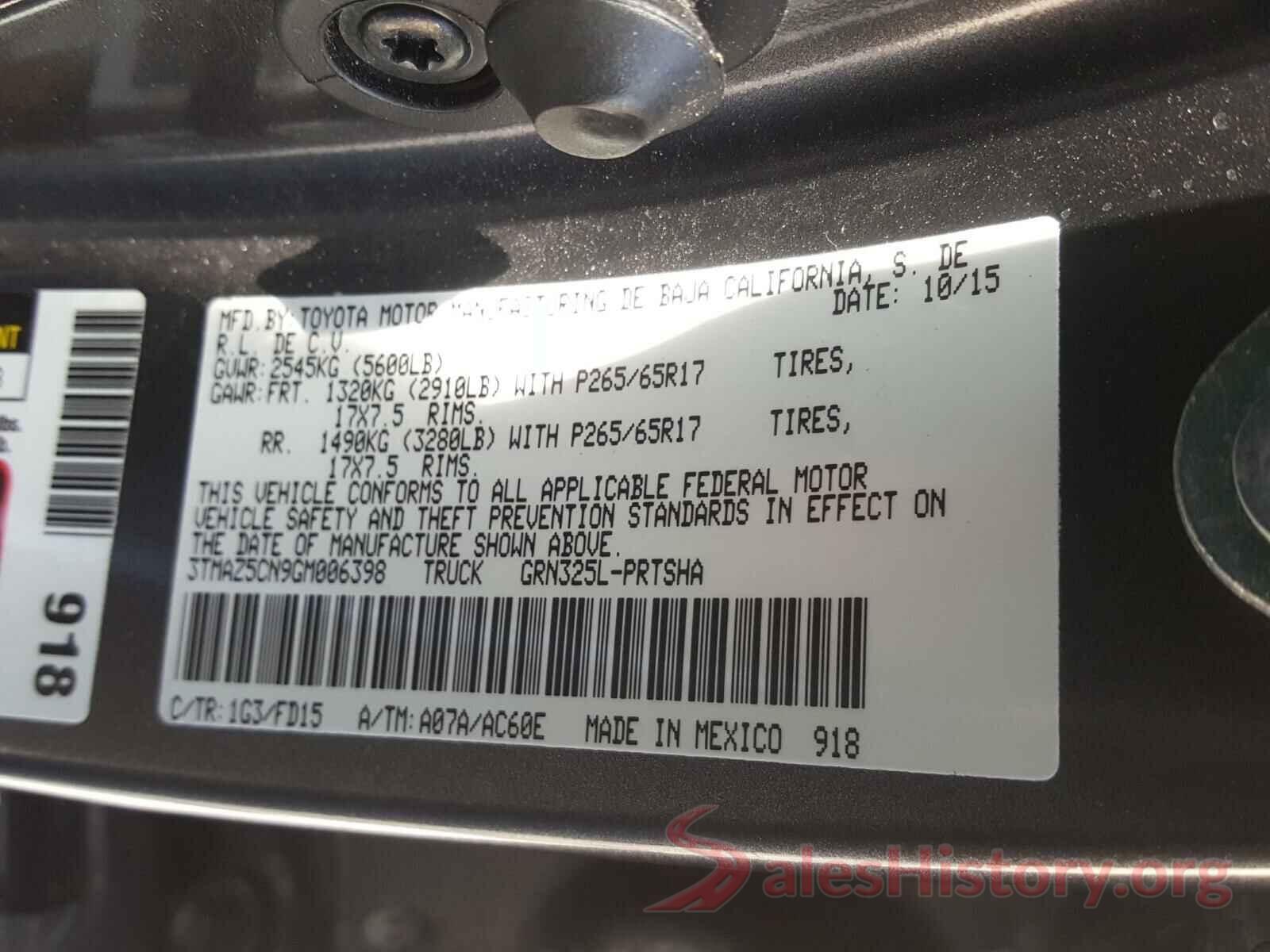 3TMAZ5CN9GM006398 2016 TOYOTA TACOMA