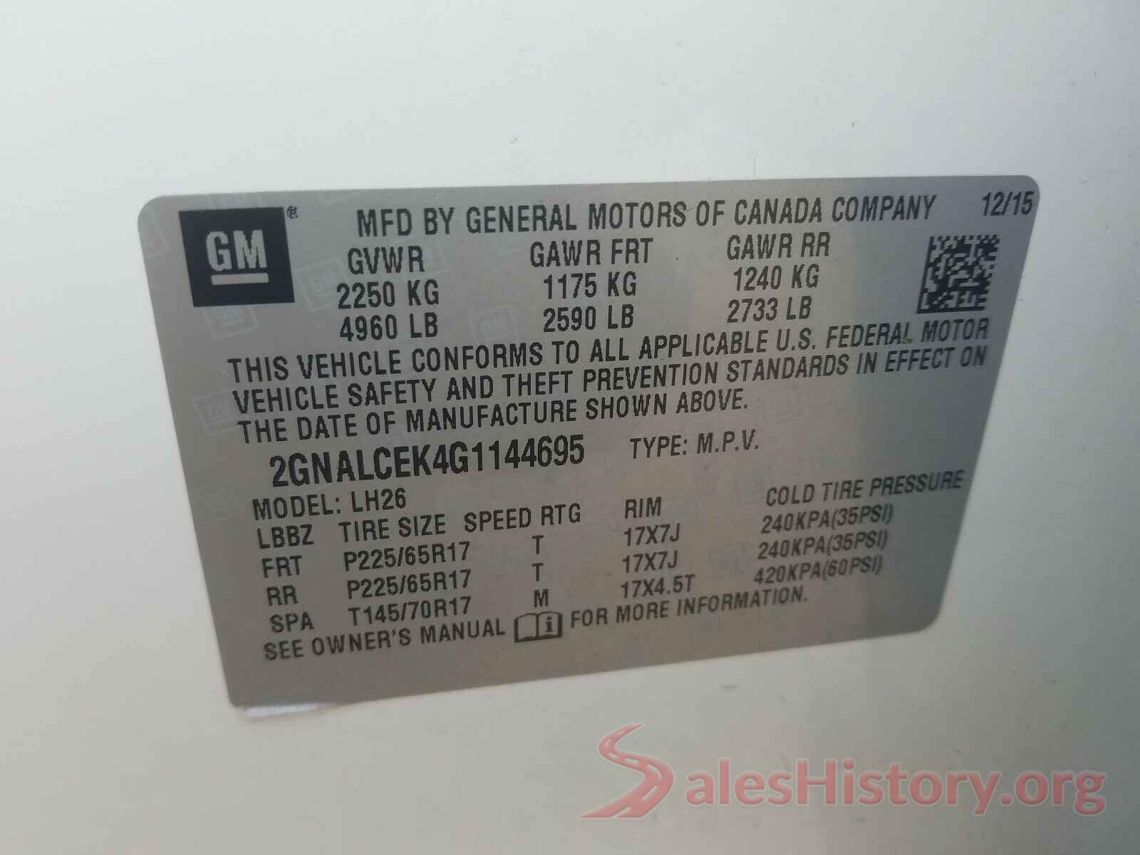 2GNALCEK4G1144695 2016 CHEVROLET EQUINOX