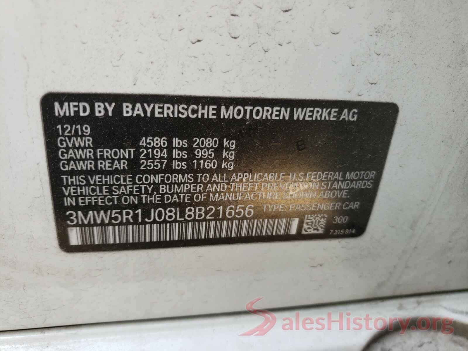 3MW5R1J08L8B21656 2020 BMW 3 SERIES