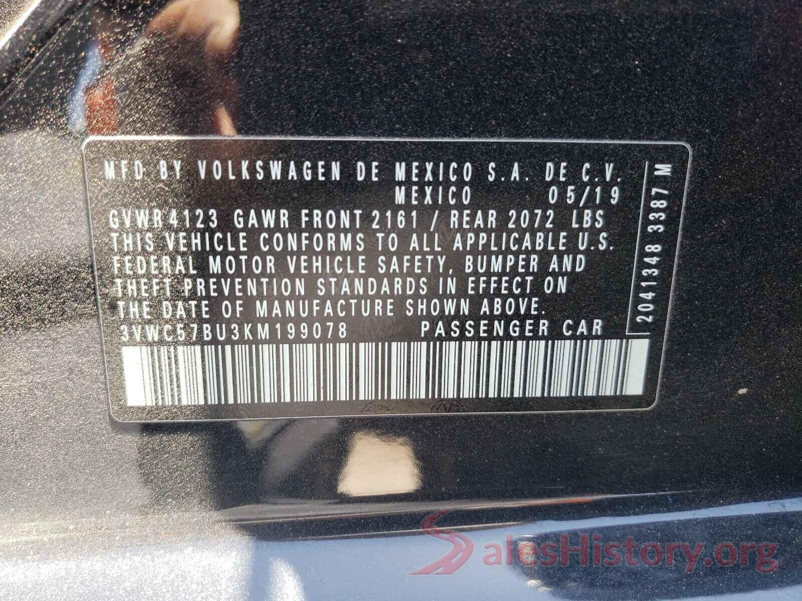 3VWC57BU3KM199078 2019 VOLKSWAGEN JETTA