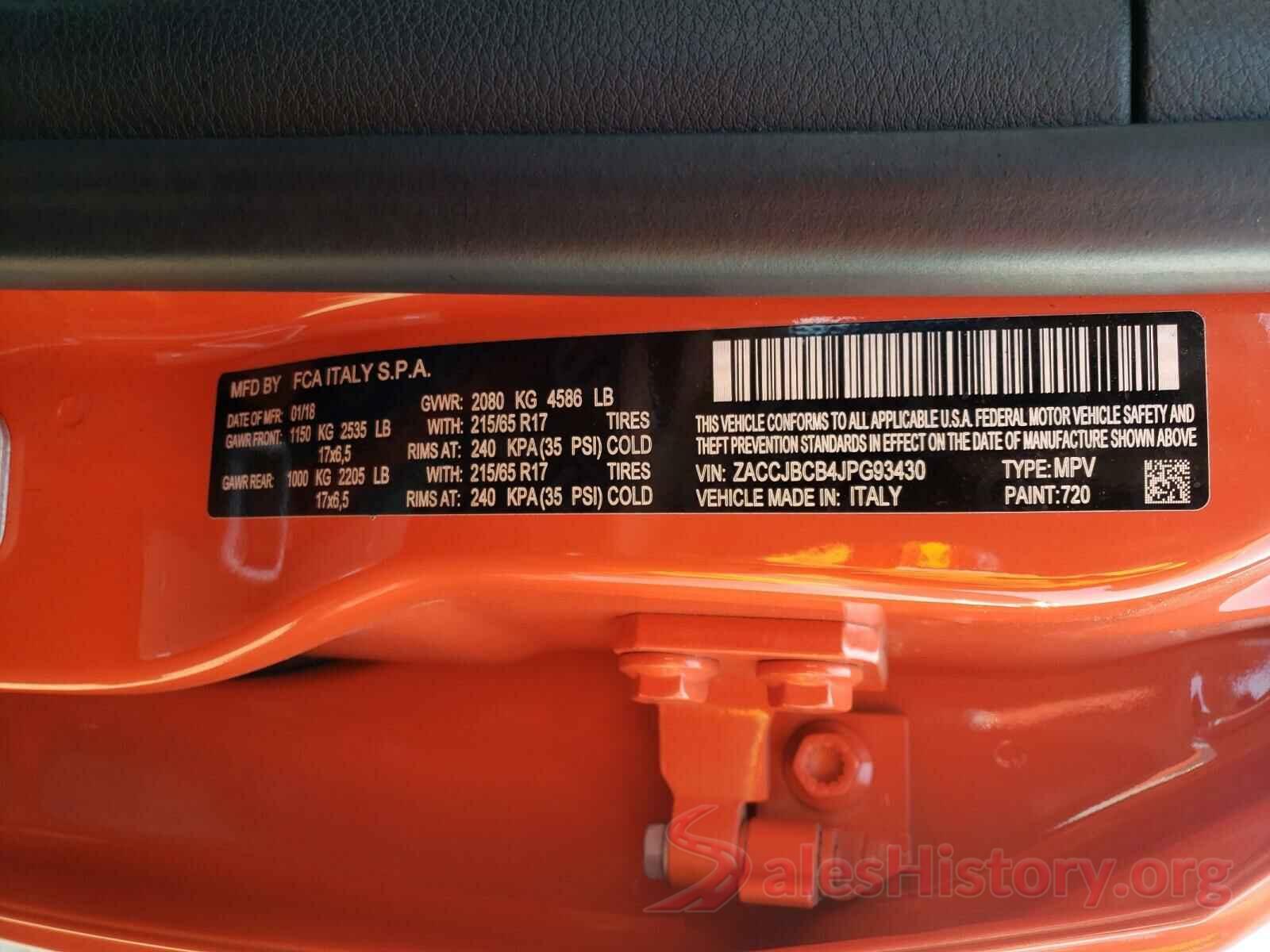 ZACCJBCB4JPG93430 2018 JEEP RENEGADE