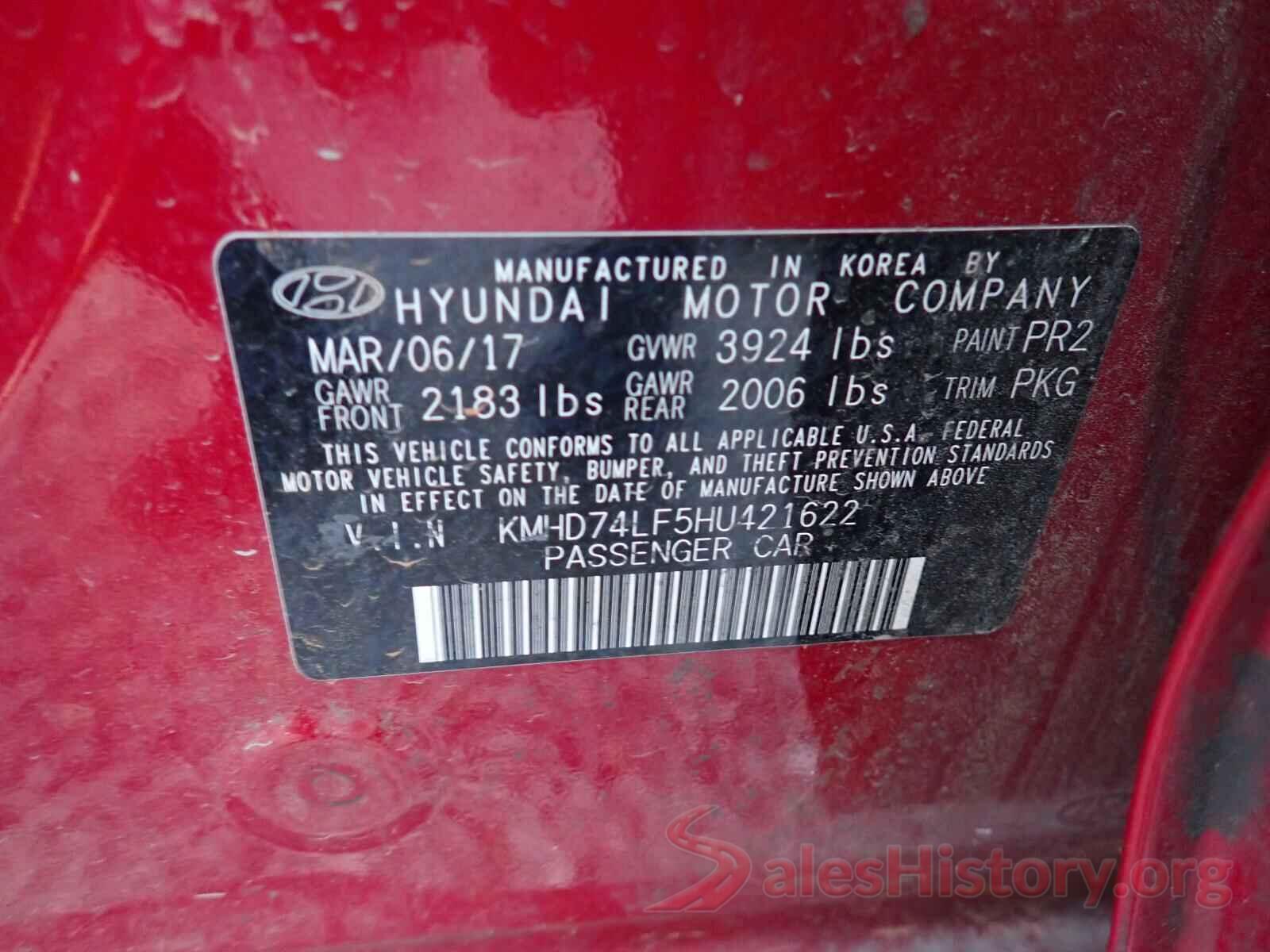 KMHD74LF5HU421622 2017 HYUNDAI ELANTRA