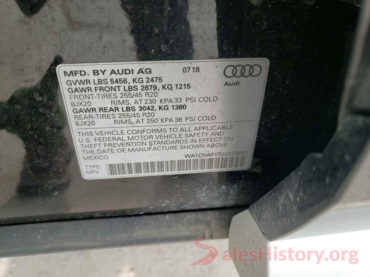 WA1CNAFY7J2223931 2018 AUDI Q5