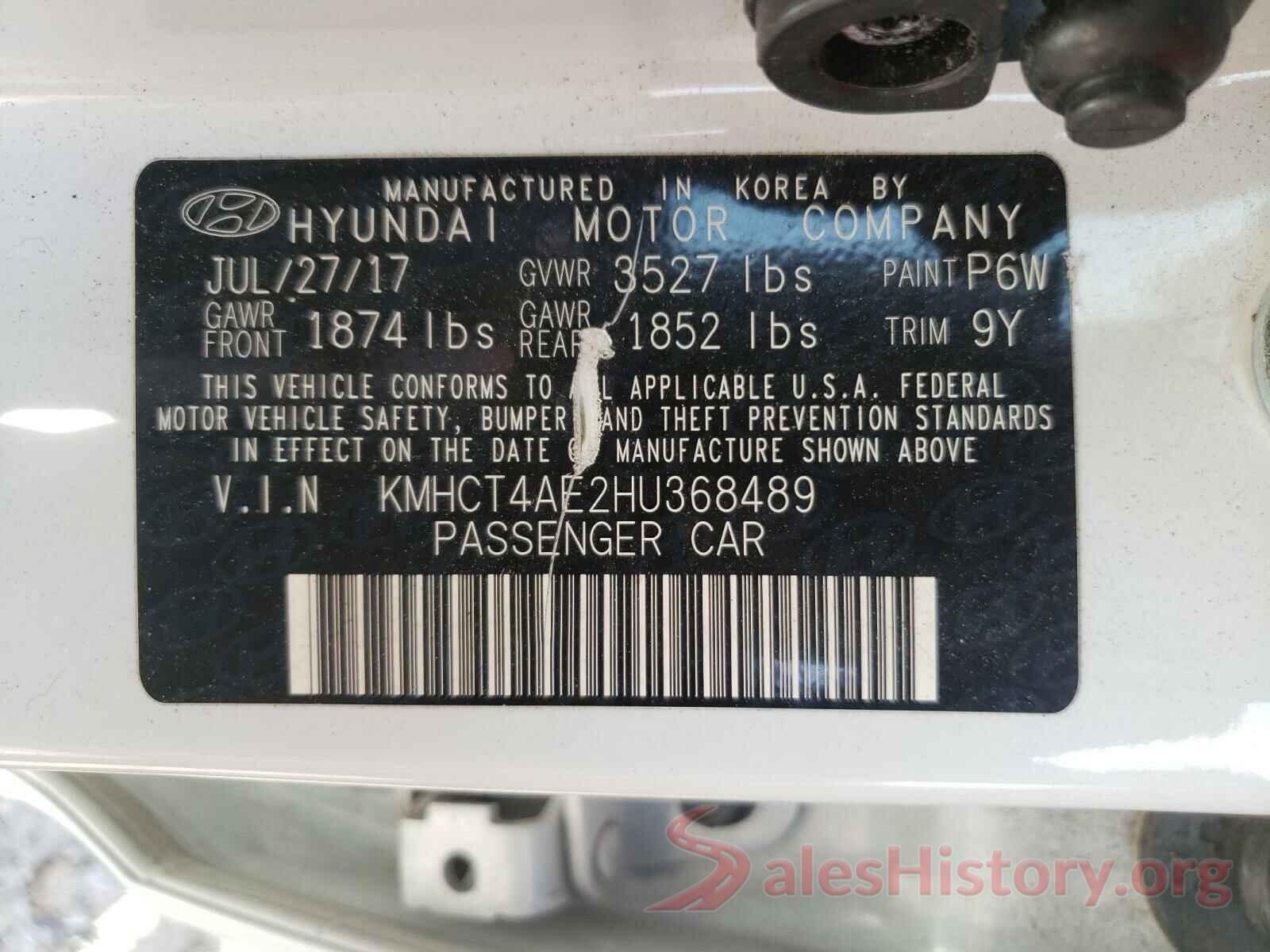 KMHCT4AE2HU368489 2017 HYUNDAI ACCENT