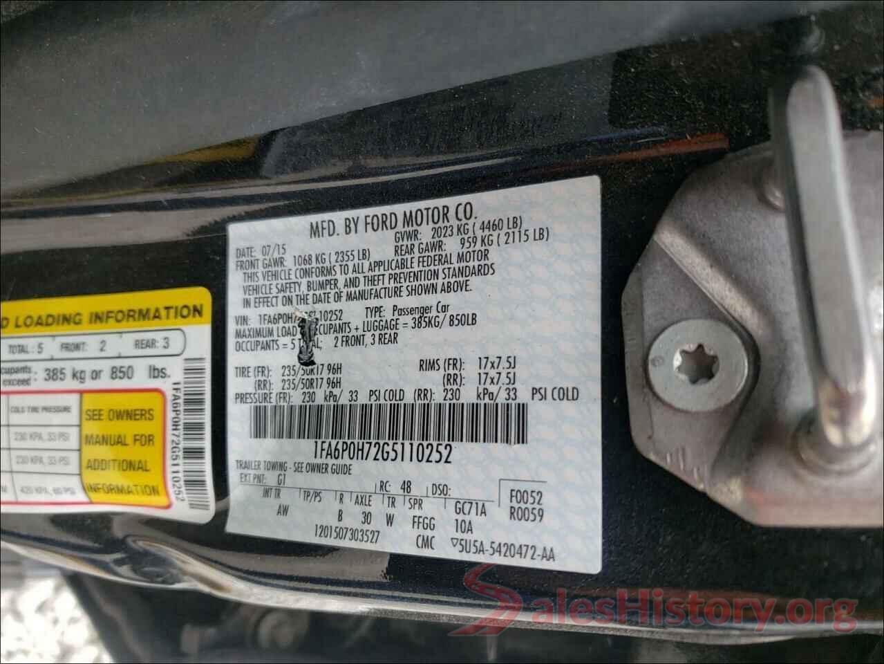 1FA6P0H72G5110252 2016 FORD FUSION