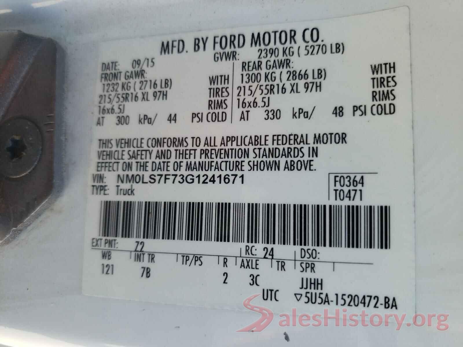 NM0LS7F73G1241671 2016 FORD TRANSIT CO