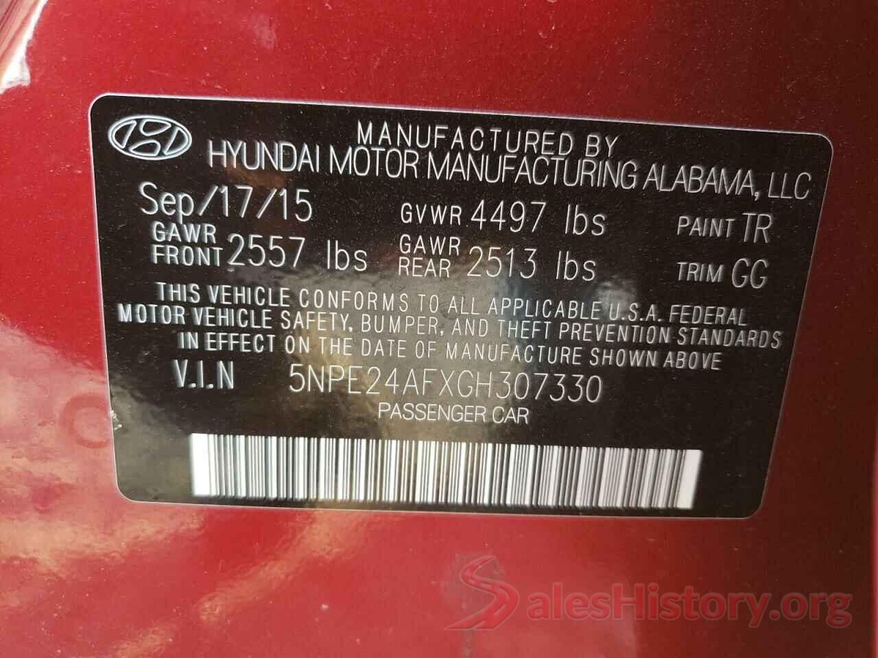 5NPE24AFXGH307330 2016 HYUNDAI SONATA