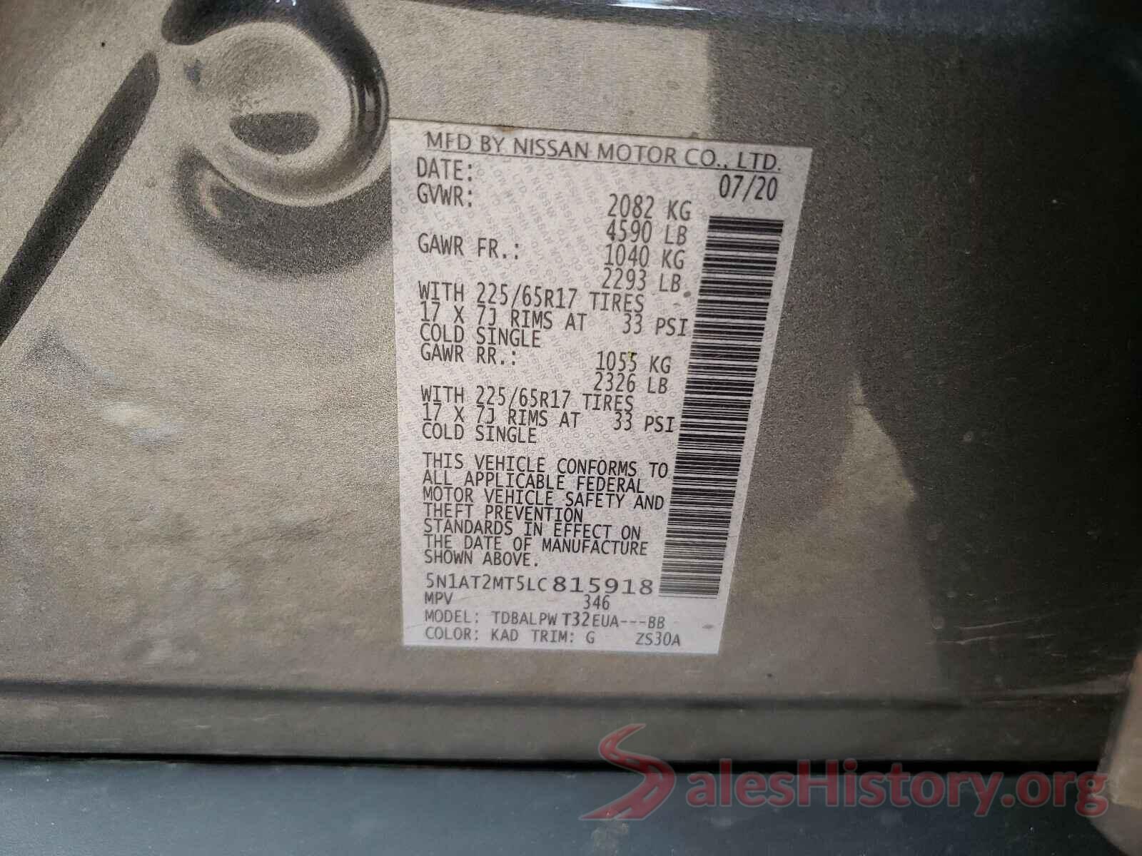 5N1AT2MT5LC815918 2020 NISSAN ROGUE