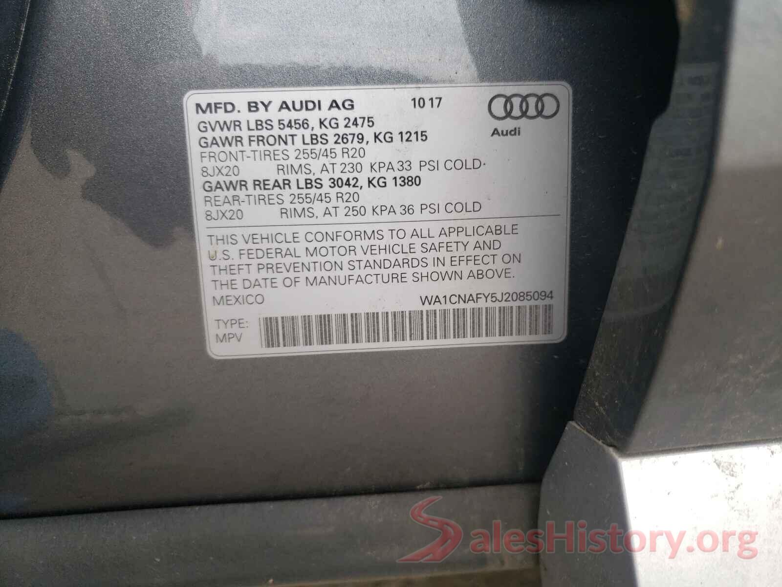 WA1CNAFY5J2085094 2018 AUDI Q5