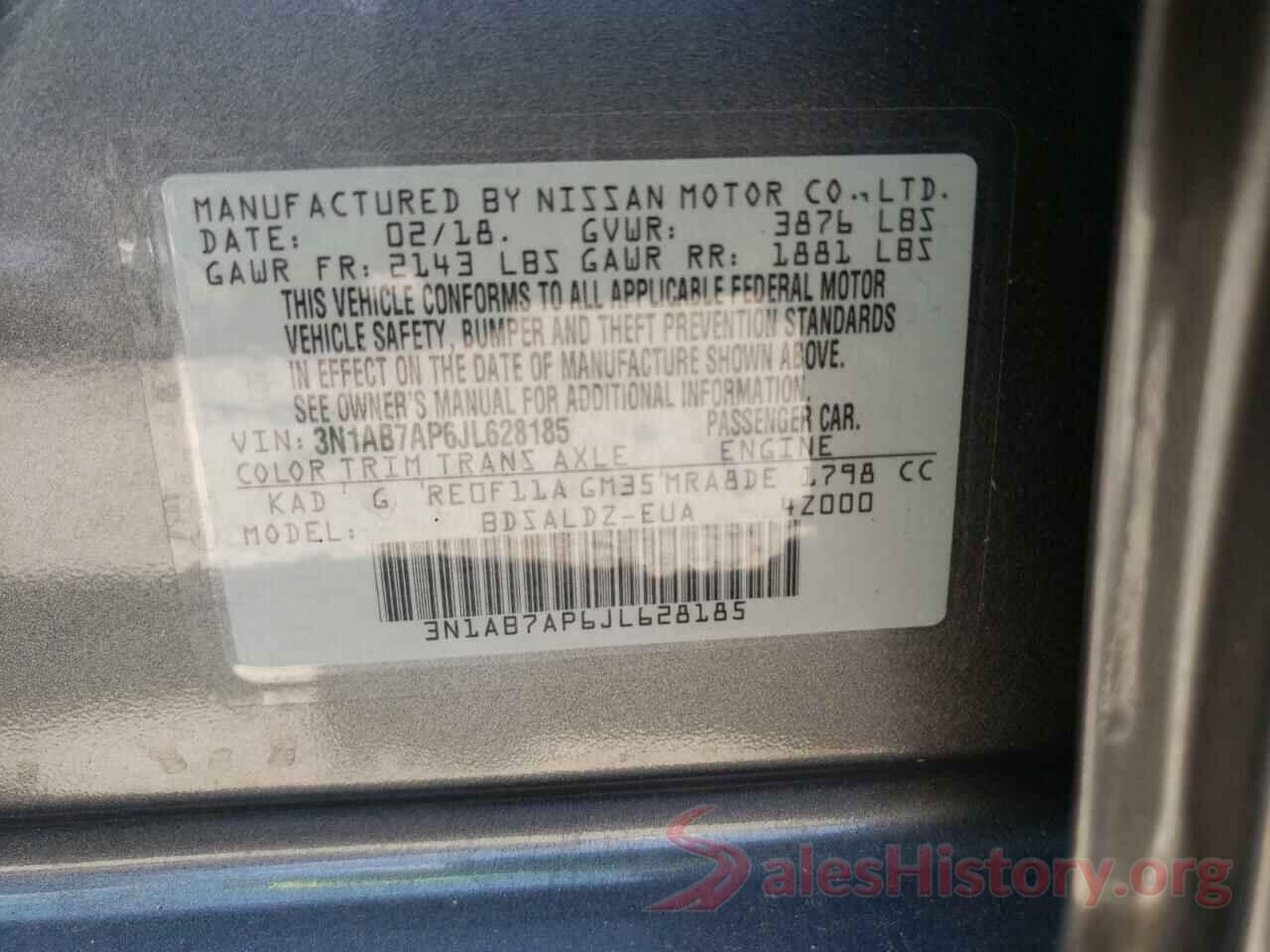 3N1AB7AP6JL628185 2018 NISSAN SENTRA