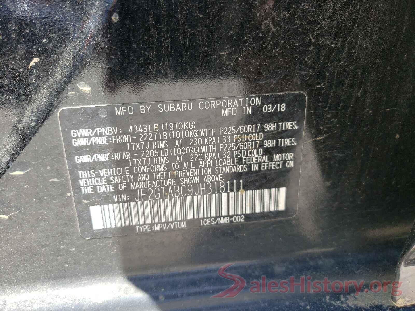 JF2GTABC9JH318111 2018 SUBARU CROSSTREK