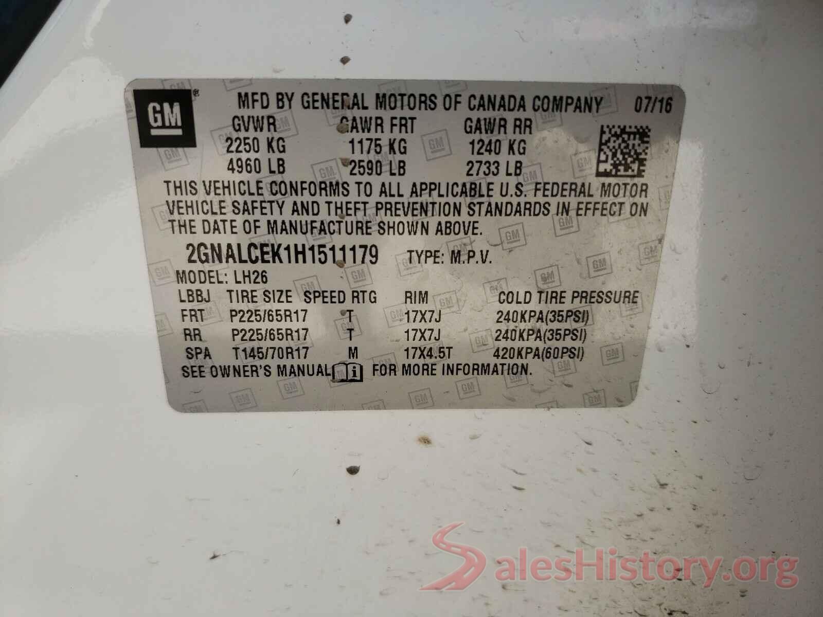 2GNALCEK1H1511179 2017 CHEVROLET EQUINOX