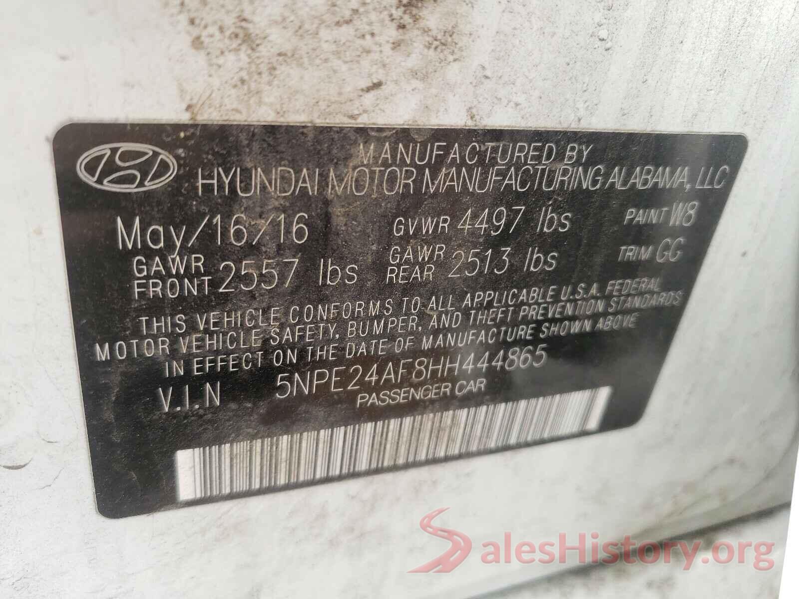 5NPE24AF8HH444865 2017 HYUNDAI SONATA