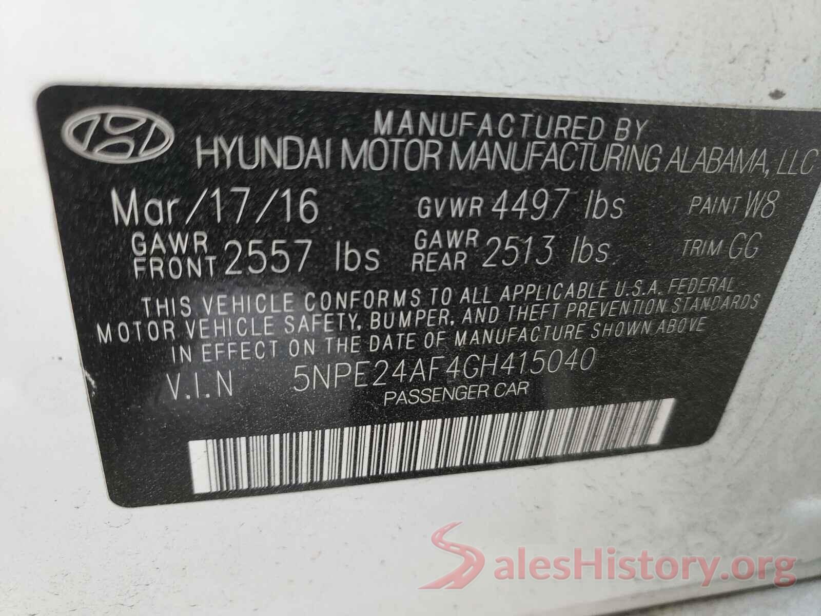 5NPE24AF4GH415040 2016 HYUNDAI SONATA