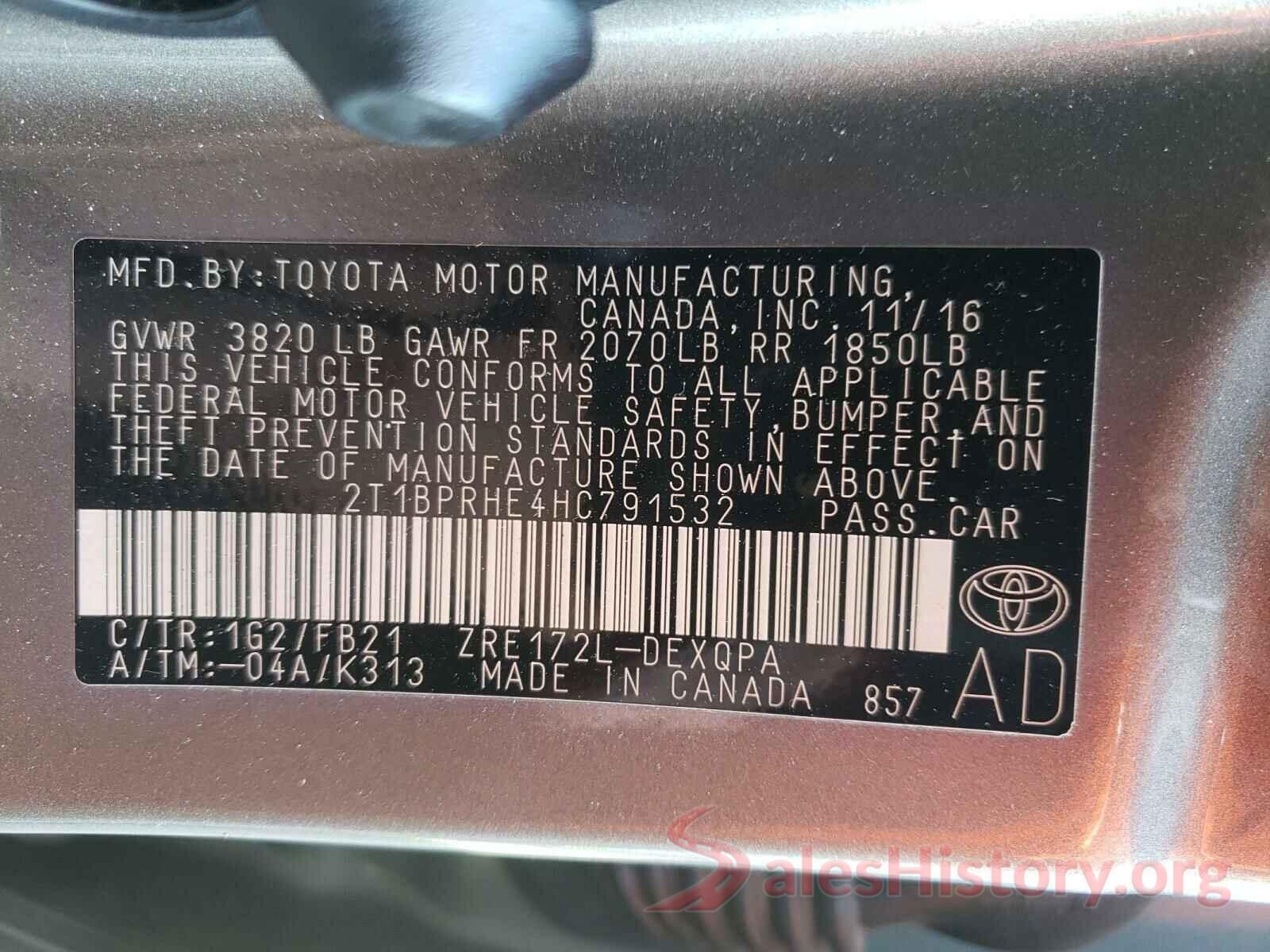 2T1BPRHE4HC791532 2017 TOYOTA COROLLA