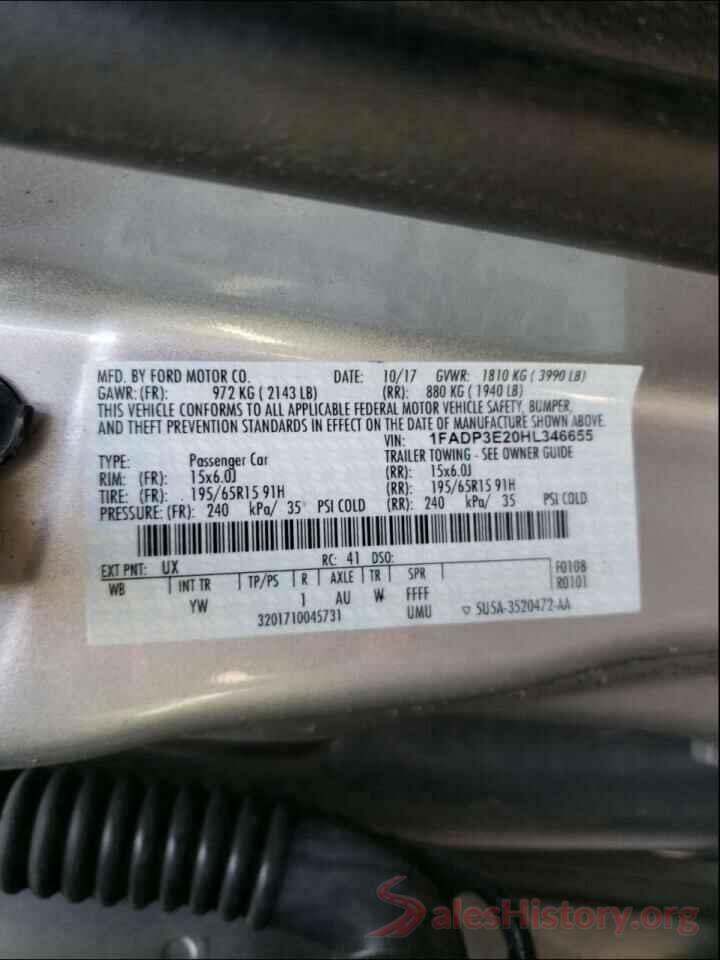 1FADP3E20HL346655 2017 FORD FOCUS