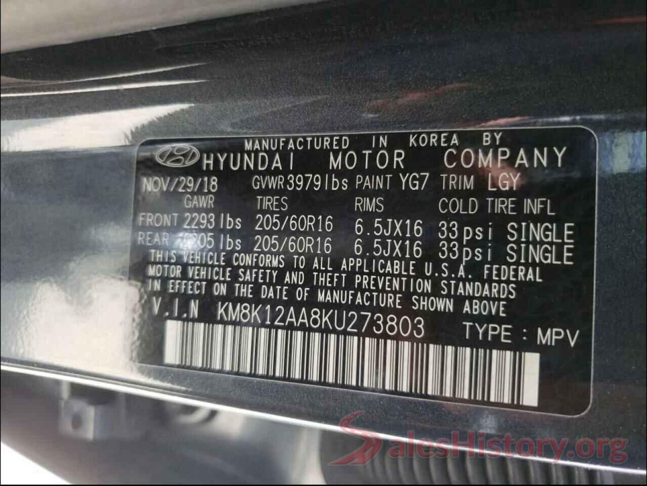 KM8K12AA8KU273803 2019 HYUNDAI KONA