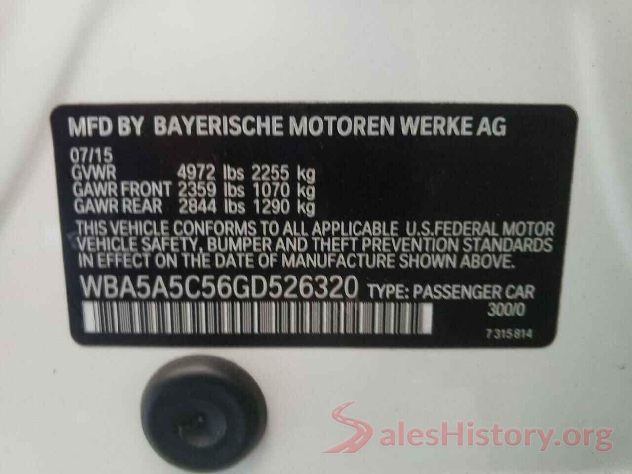 WBA5A5C56GD526320 2016 BMW 5 SERIES