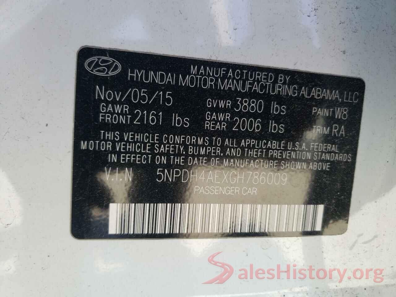 5NPDH4AEXGH786009 2016 HYUNDAI ELANTRA