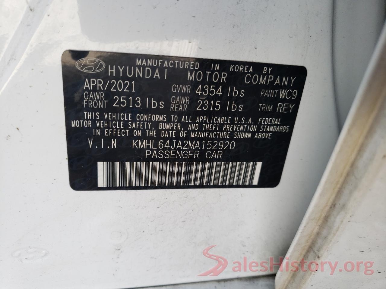 KMHL64JA2MA152920 2021 HYUNDAI SONATA