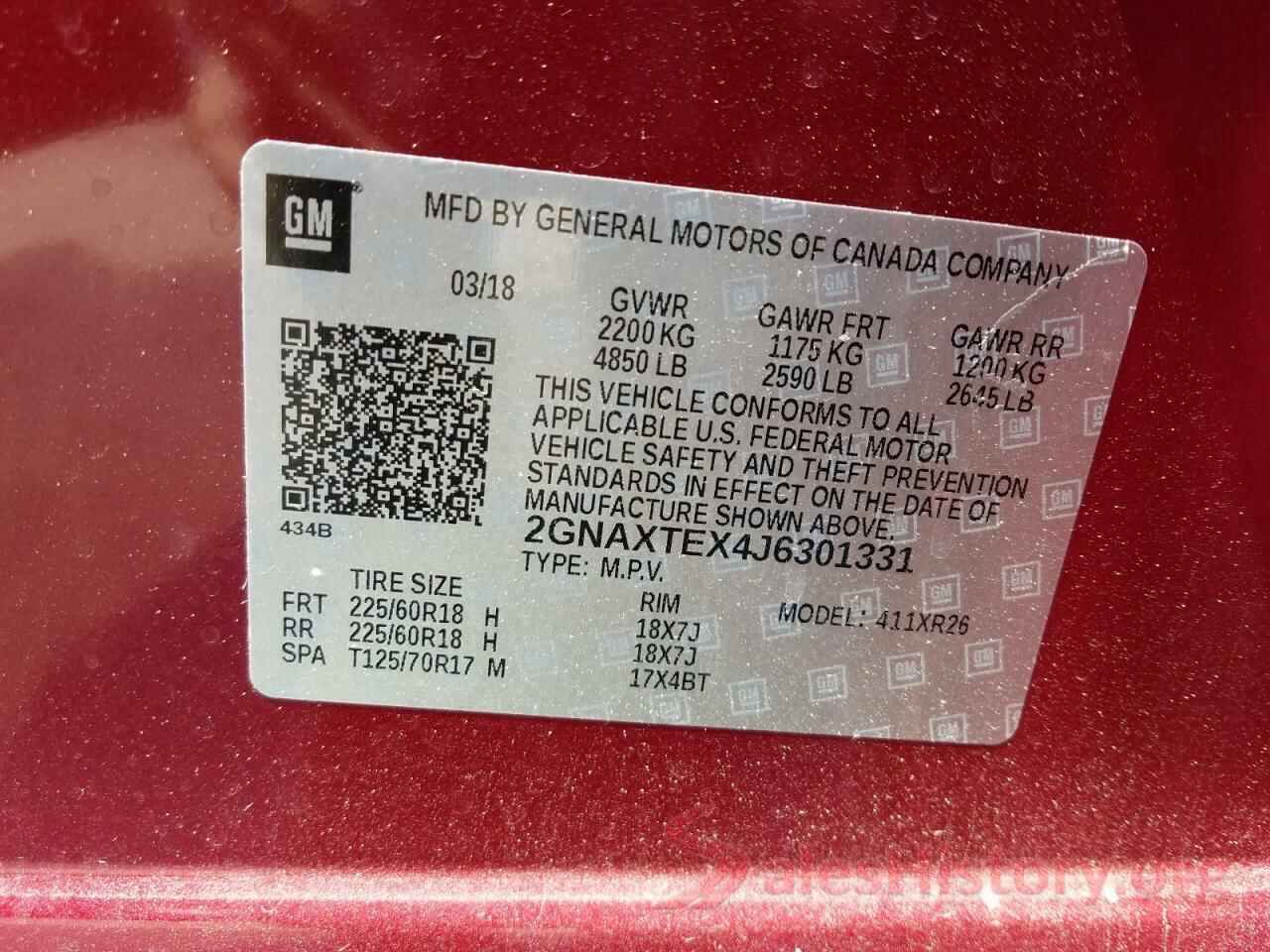 2GNAXTEX4J6301331 2018 CHEVROLET EQUINOX