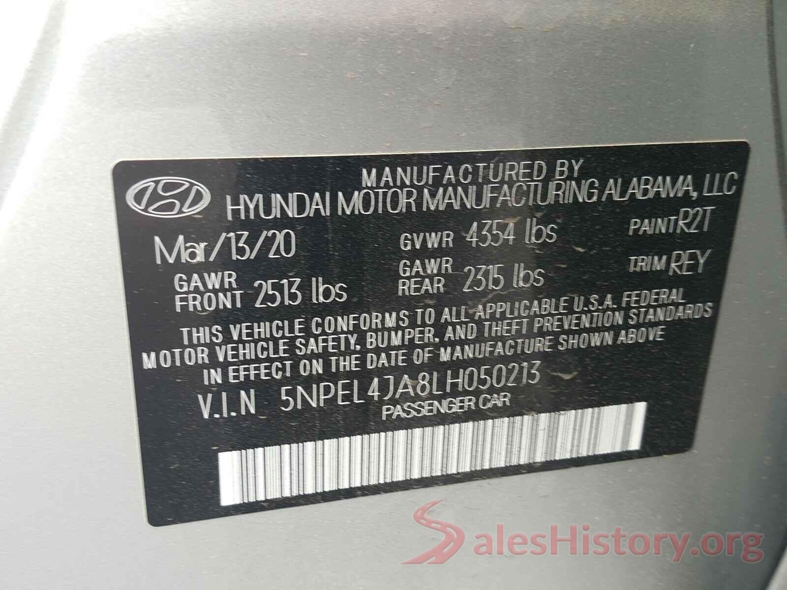 5NPEL4JA8LH050213 2020 HYUNDAI SONATA