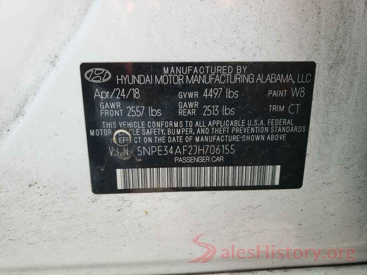 5NPE34AF2JH706155 2018 HYUNDAI SONATA