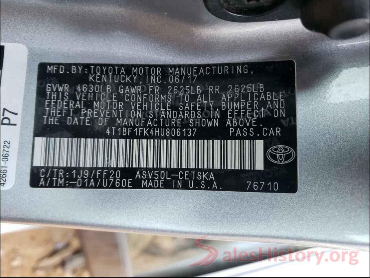 4T1BF1FK4HU806137 2017 TOYOTA CAMRY