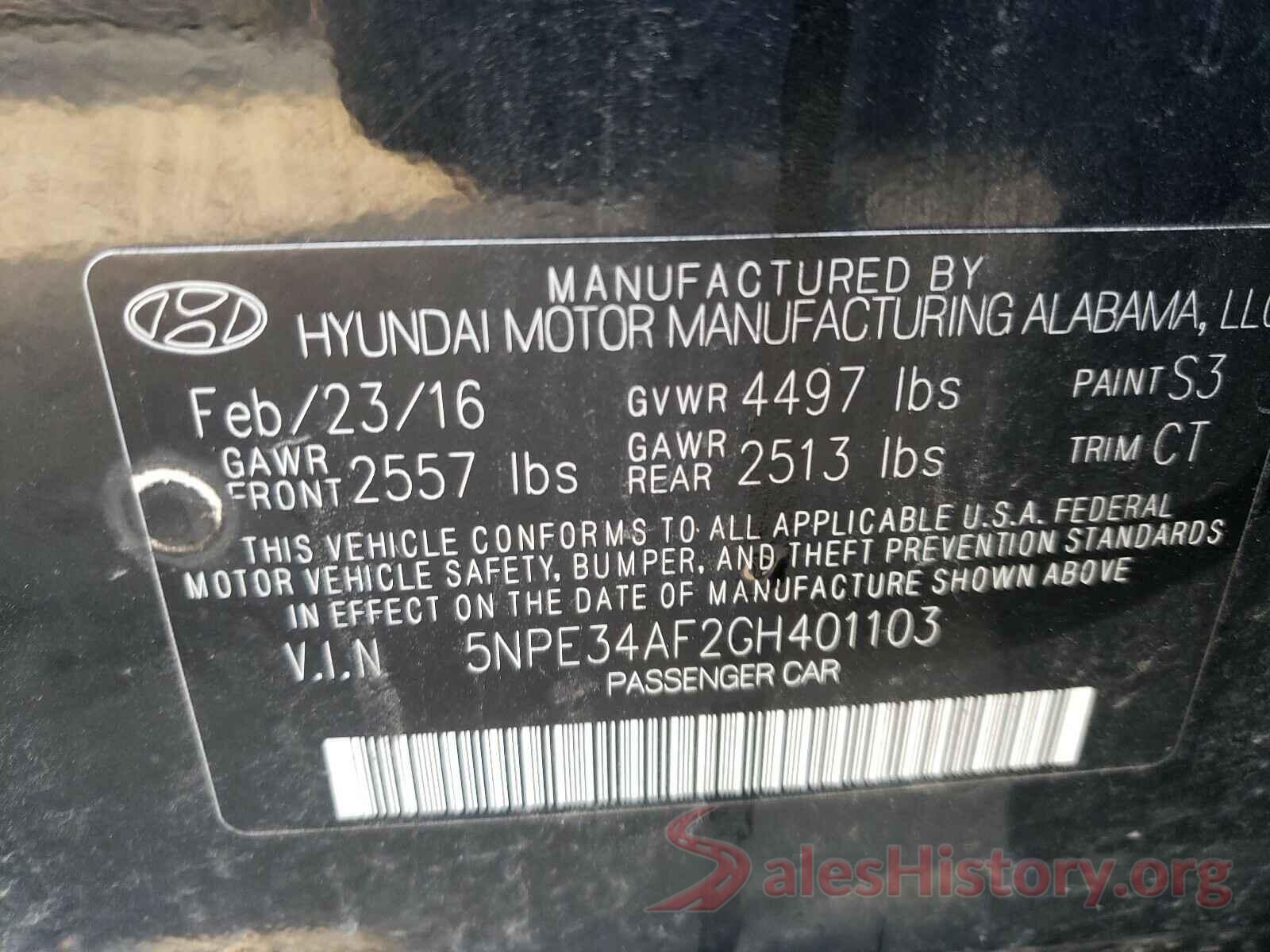 5NPE34AF2GH401103 2016 HYUNDAI SONATA