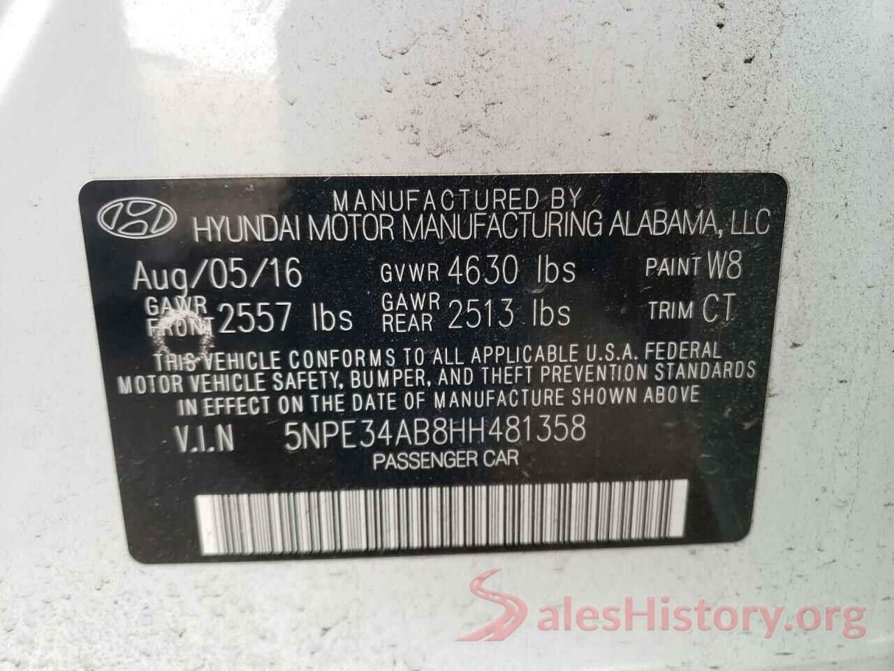 5NPE34AB8HH481358 2017 HYUNDAI SONATA