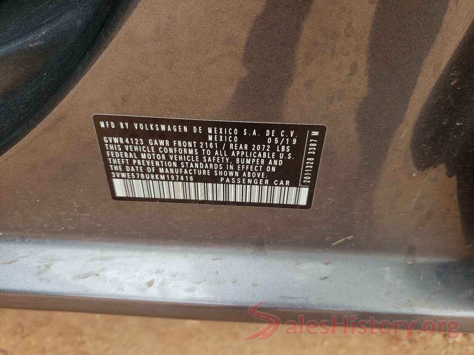 3VWE57BU8KM197416 2019 VOLKSWAGEN JETTA